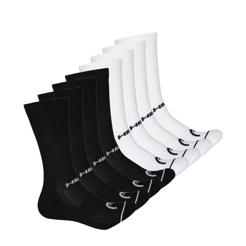 Head - Men's Cushion 8 Pack Crew Socks (HEMH014 WHBLK)