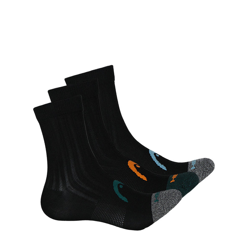 Head - Men's Nylon 3 Pack Mid Crew Socks (HEMH032 BLK)
