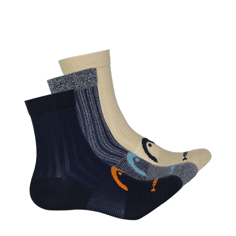 Head - Men's Nylon 3 Pack Mid Crew Socks (HEMH032 BLU)