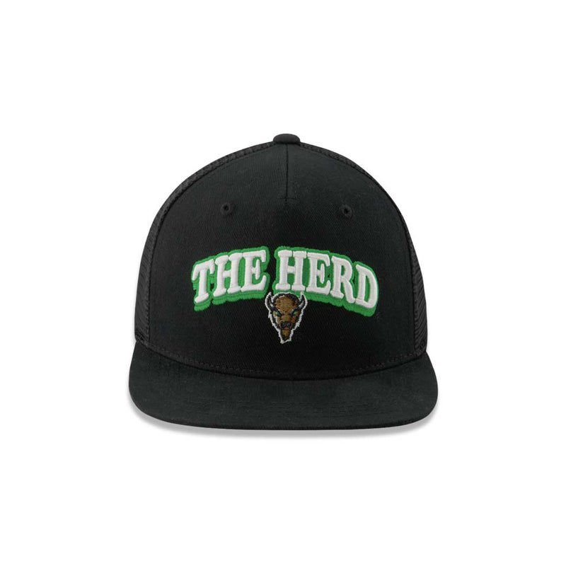 Kids' Marshall Thundering Herd Adjustable Flat Snapback Hat (GRVN MRSHL ADY BLK)