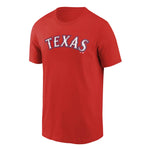 Fanatics - Men's Texas Rangers Official Wordmark Logo T-Shirt (QF6E 0484 TER K08)