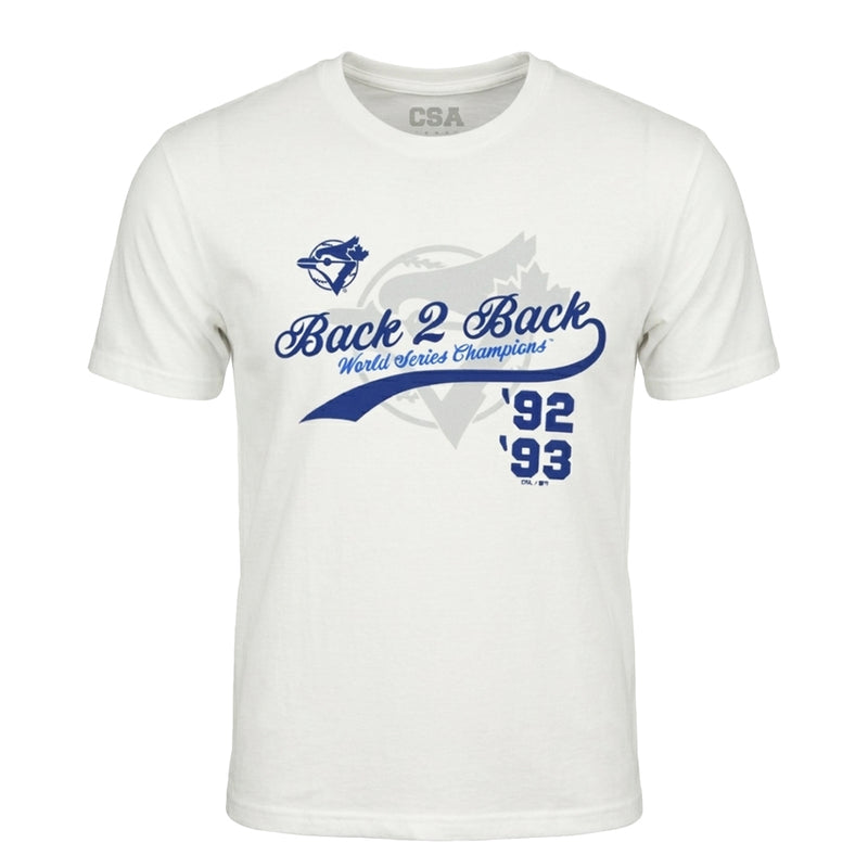 MLB - Men's Toronto Blue Jays Back 2 Back World Series Champions T-Shirt (XVML0M0MSC3A1PB 10WHT)