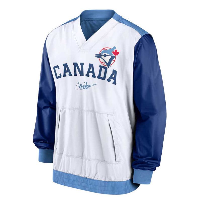 MLB - Men's Toronto Blue Jays Rewind Warmup V-Neck Pullover Jacket (NMMJ 99QN TBJ 0RB)