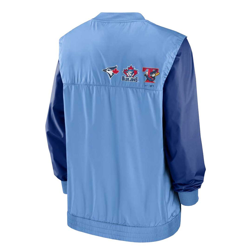 MLB - Men's Toronto Blue Jays Rewind Warmup V-Neck Pullover Jacket (NMMJ 99QN TBJ 0RB)