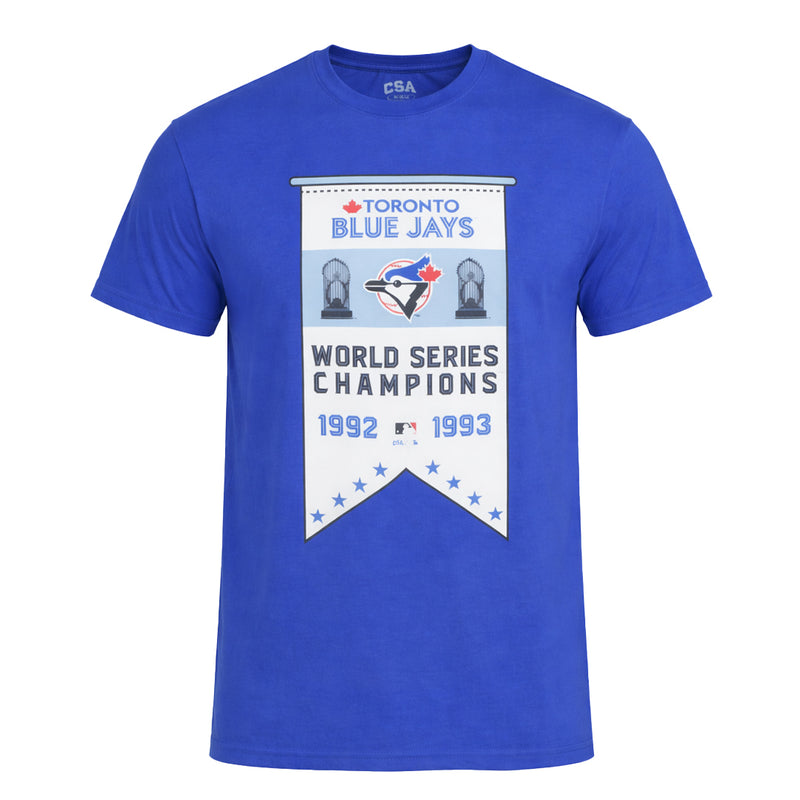 MLB - Men's Toronto Blue Jays 92 & 93 World Series Champions Flag T-Shirt (XVML0M3MSC3A1PB 43RYL)