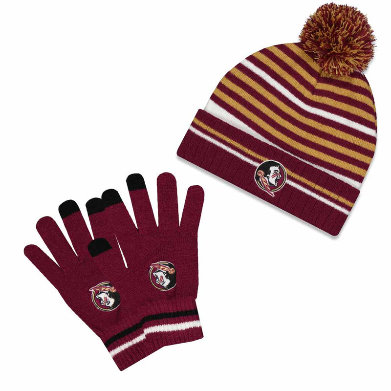 Men's Florida State Seminoles Knit Beanie & Glove Set (MELD FLST CMB MLT)