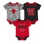 NBA - Ensemble de 3 Creeper à manches courtes Game Time des Chicago Bulls pour enfants (bébés) (HK2I1FEFB BUL)