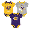 NBA - Kids' (Infant) Los Angeles Lakers Slam Dunk 3 Pack Creeper Set (HK2N1FGDN LAK)