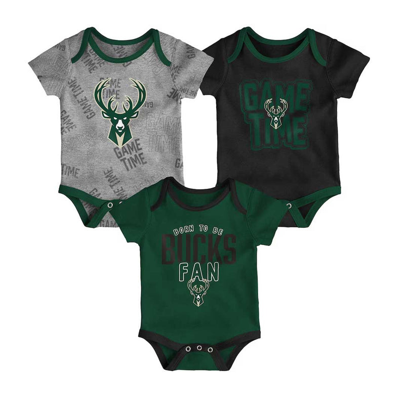 NBA - Kids' (Infant) Milwaukee Bucks Game Time 3 Piece Short Sleeve Creeper Set (HK2I1FEFB BCK)
