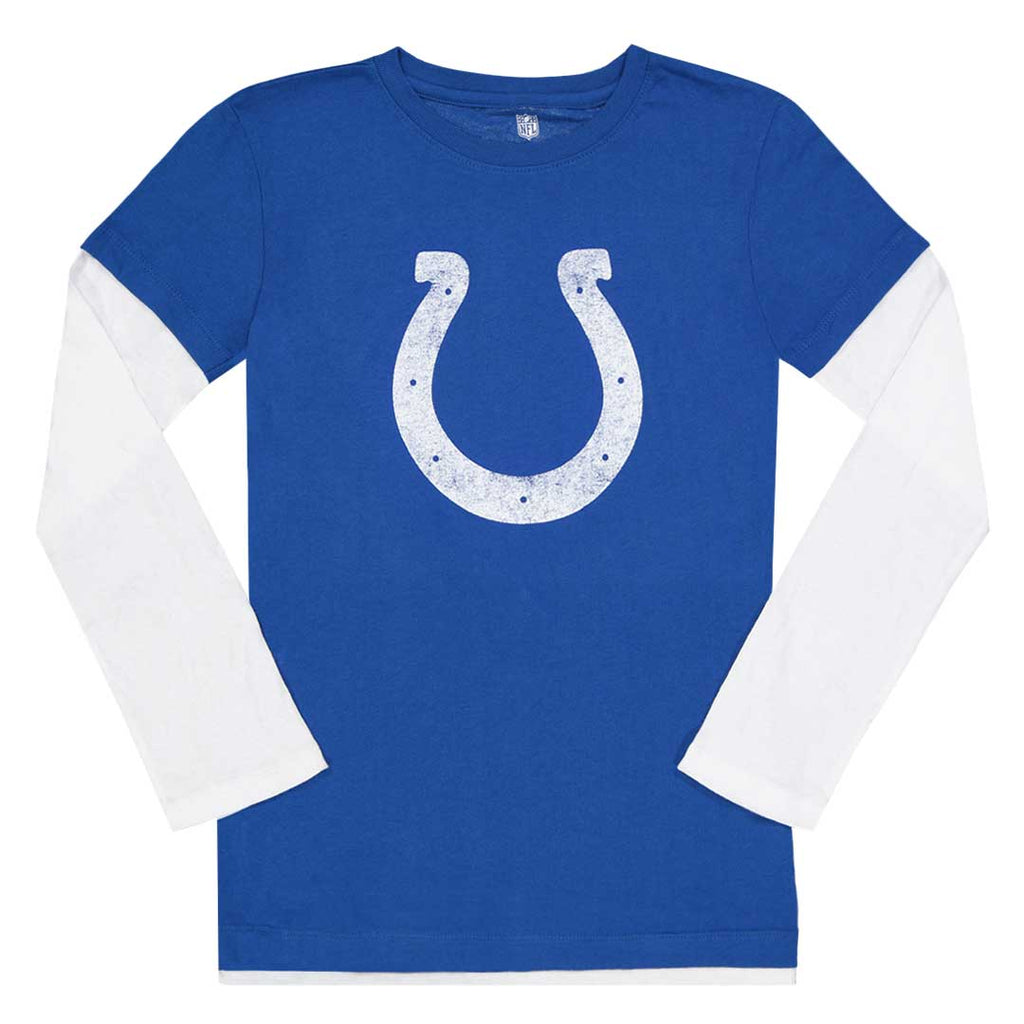Youth Royal Indianapolis Colts Primary Logo Long Sleeve T Shirt Size Small