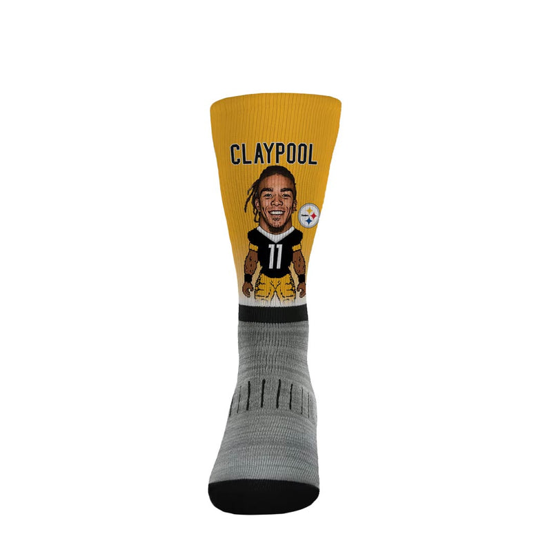 NFL - Kids' Chase Claypool Pittsburgh Steelers Bare Feet Crew Socks (K-STEELERS-SOCKS)