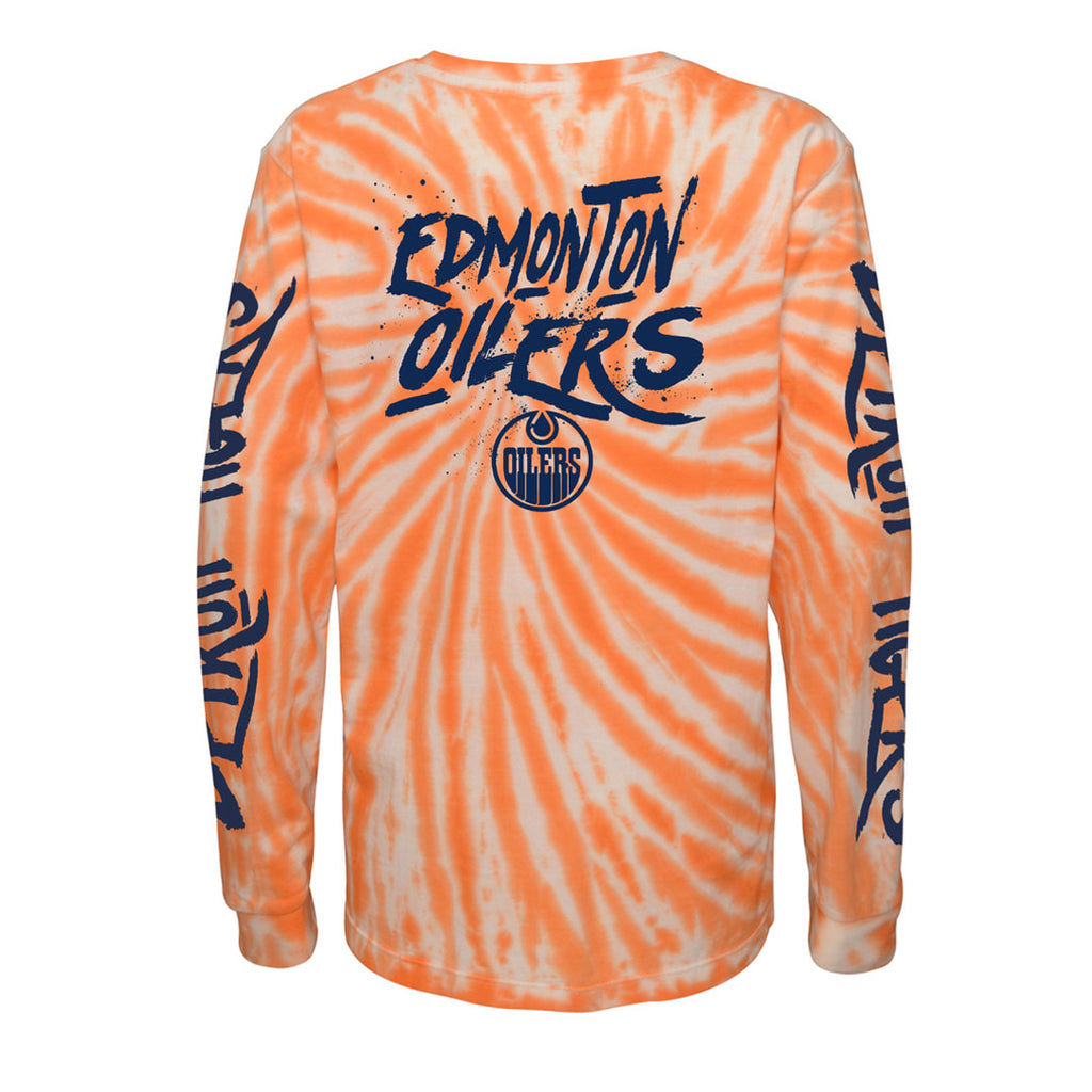 LNH - T-shirt à manches longues pour enfants des Oilers d'Edmonton Huntington Tie Dye (HK5B3FEJH OIL) 