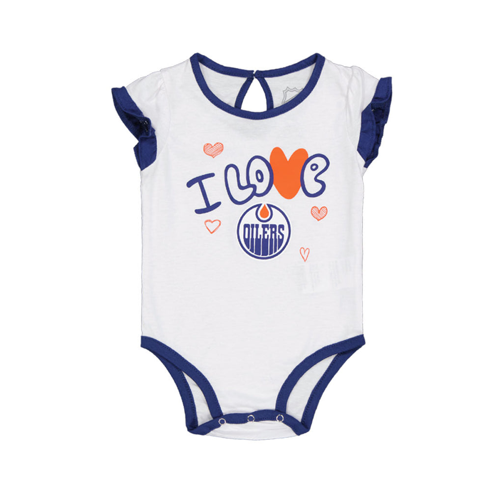 NHL - Girls' (Infant) Edmonton Oilers "I Love Hockey" Creeper Set (HK5I1FEFHF22 OIL)