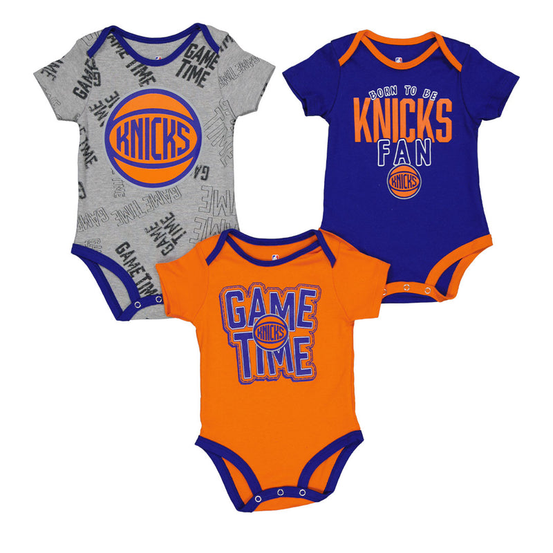 NBA - Ensemble Creeper à manches courtes 3 pièces Game Time des New York Knicks pour enfants (bébés) (HK2I1FEFB NYK)