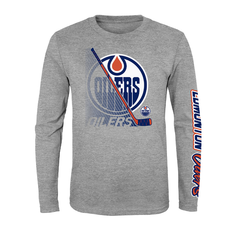 NHL - Kids' (Junior) Edmonton Oilers Split Speed Long Sleeve T-Shirt (HK5B7HC8YH04 OIL)