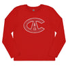 NHL - Men's Montreal Canadiens Faded Wordmark Long Sleeve T-Shirt (NHXXOVRML3A1GT 62RED)