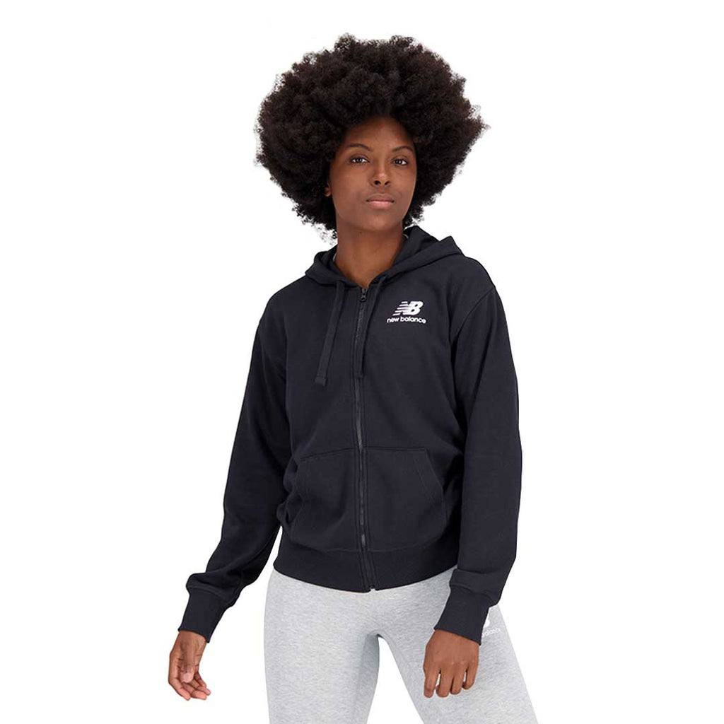 New Balance - Women's Essentials Stacked Logo Full Zip Hoodie (WJ31530 BK)