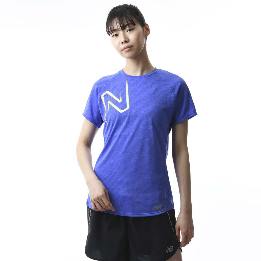 New Balance - T-shirt à manches courtes imprimé Impact Run pour femmes (WT21263 AH1) 