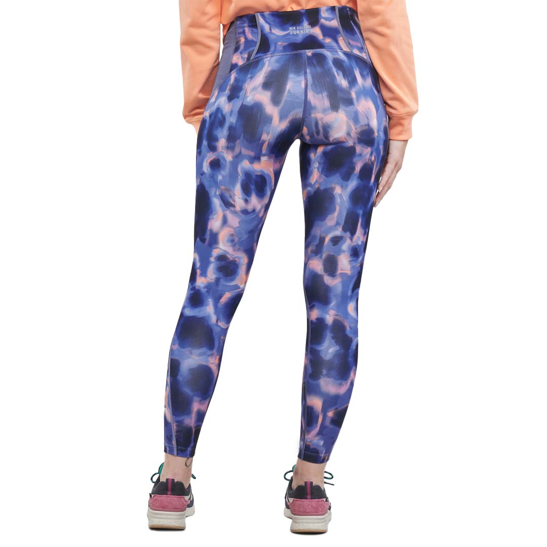 New Balance Leggings Womens Medium Blue Pink Stretch Cotton Logo Athletic