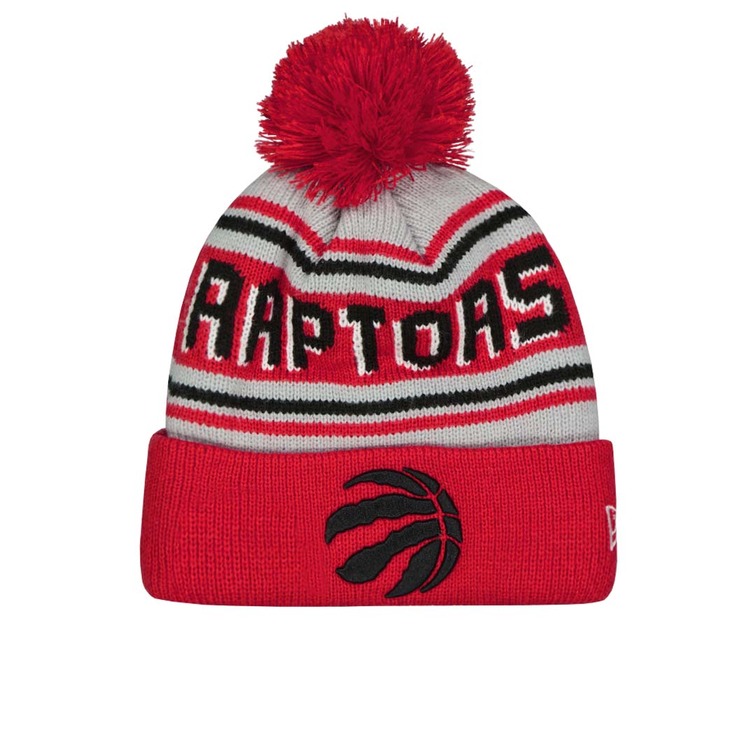 Toronto Raptors New Era Striped - Bonnet en tricot à revers avec pompon Toronto Raptors New Era Striped - Bonnet en tricot à revers avec pompon