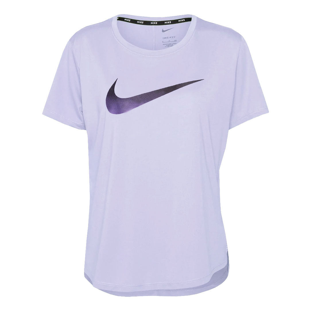 white nike shirt with purple swoosh