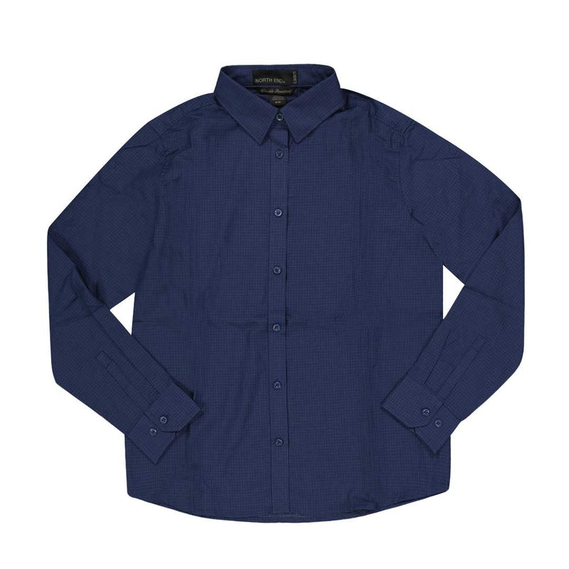 North End - Women's Wrinkle Resistant Cotton Blend Checkered Shirt (77043 849)