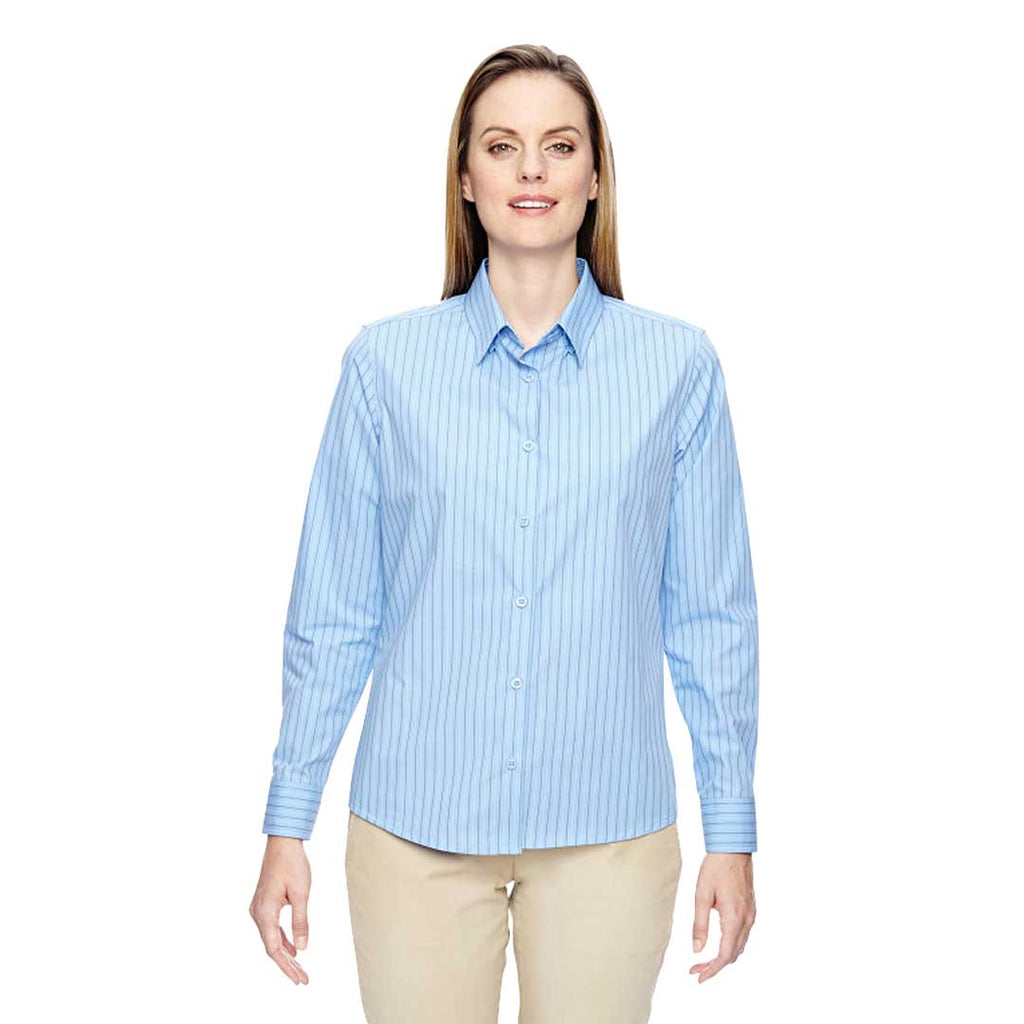 North End - Women's Wrinkle Resistant Cotton Blend Striped Shirt (77044 708)