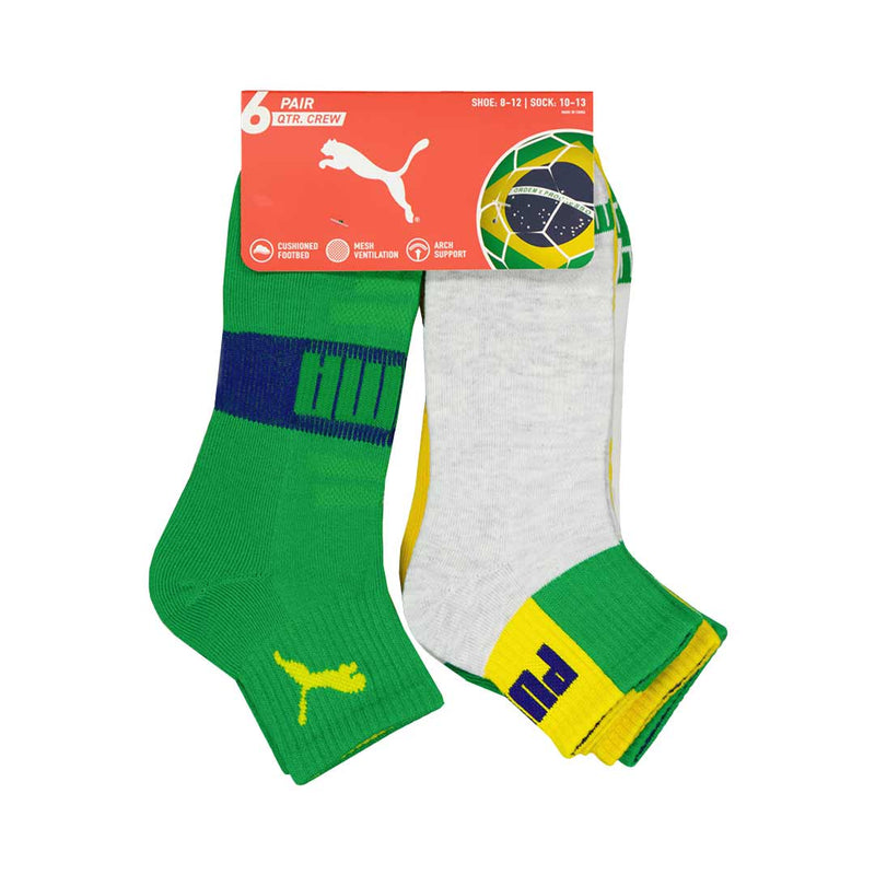 Puma - Unisex Brazil 6 Pack 1/4 Crew Socks (P602683 314)