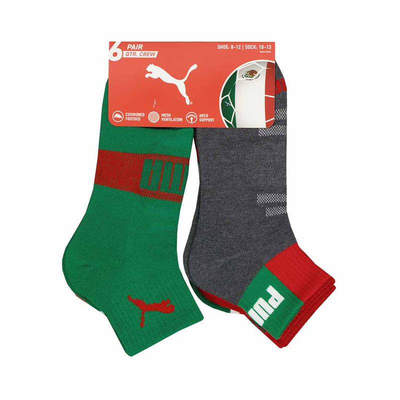 Puma - Unisex Mexico 6 Pack 1/4 Crew Socks (P602683 312)