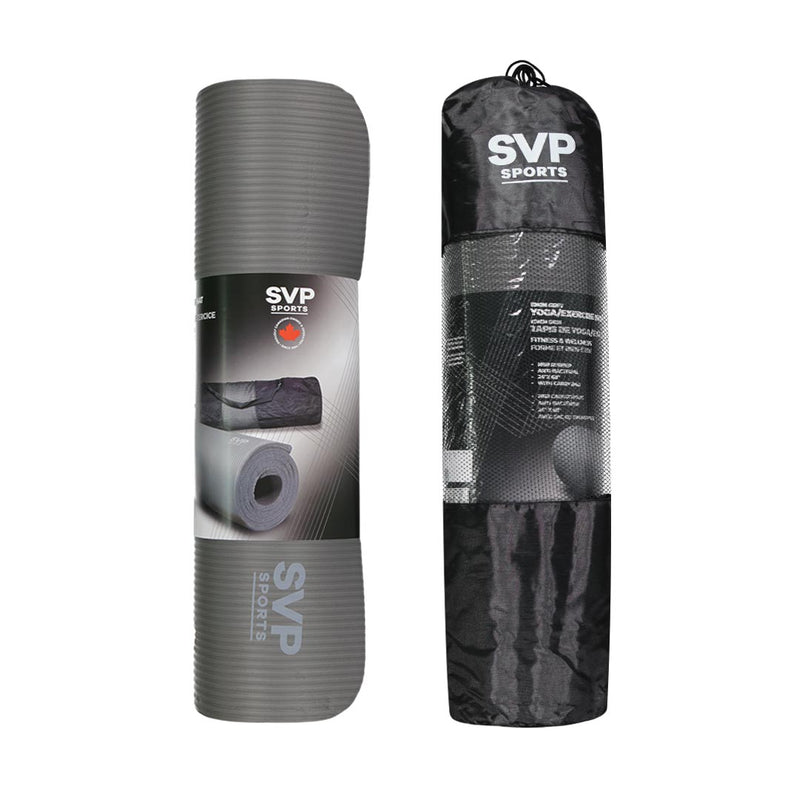 SVP Fit - Tapis de yoga/exercice 10 mm avec sac de transport en filet (NBR-10 GRY) 