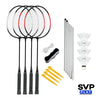 SVP Play - 4 Pack Steel Badminton Racquet Set With Net (SSO-047B4)
