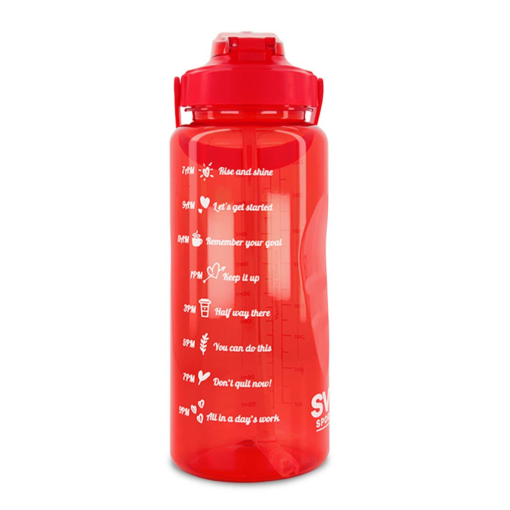 SVP Sports - Bouteille d'eau d'hydratation de 64 oz (64OZ-REDCLEAR) 