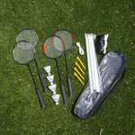 SVP Play - 4 Pack Steel Badminton Racquet Set With Net (SSO-047B4)