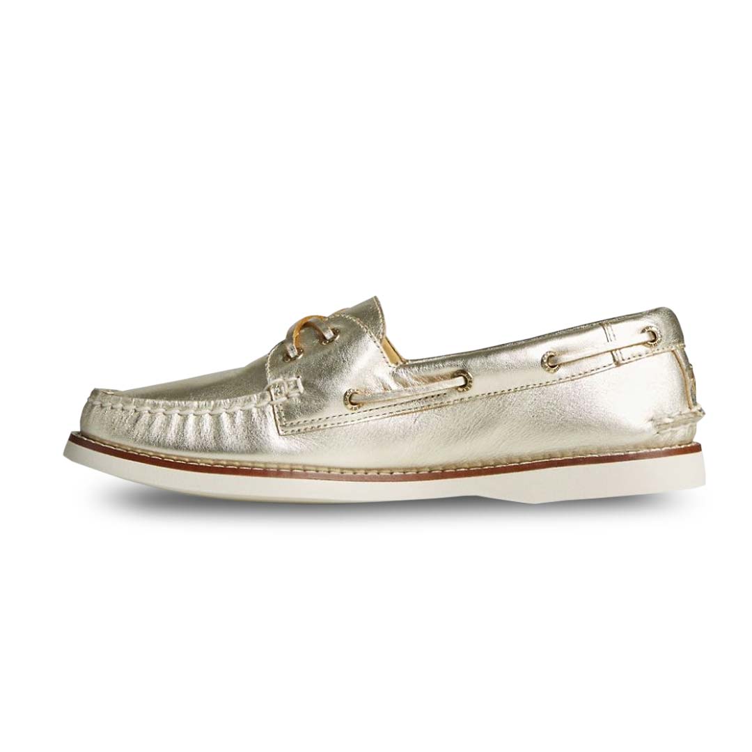 Gold sperrys women's outlet