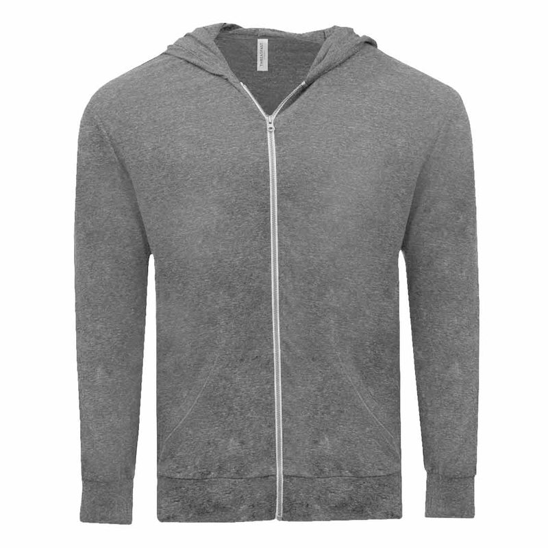 Threadfast  - Unisex Lightweight Premium Full Zip Hoodie (302Z GRY02)