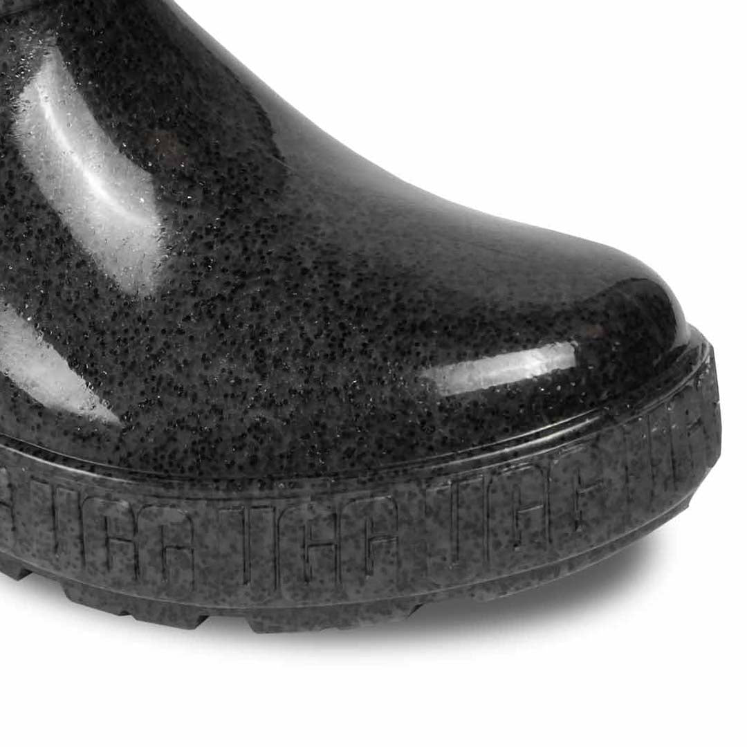 UGG Kids Drizlita Glitter Synthetic Rain Boots in Glitter Black Size 4