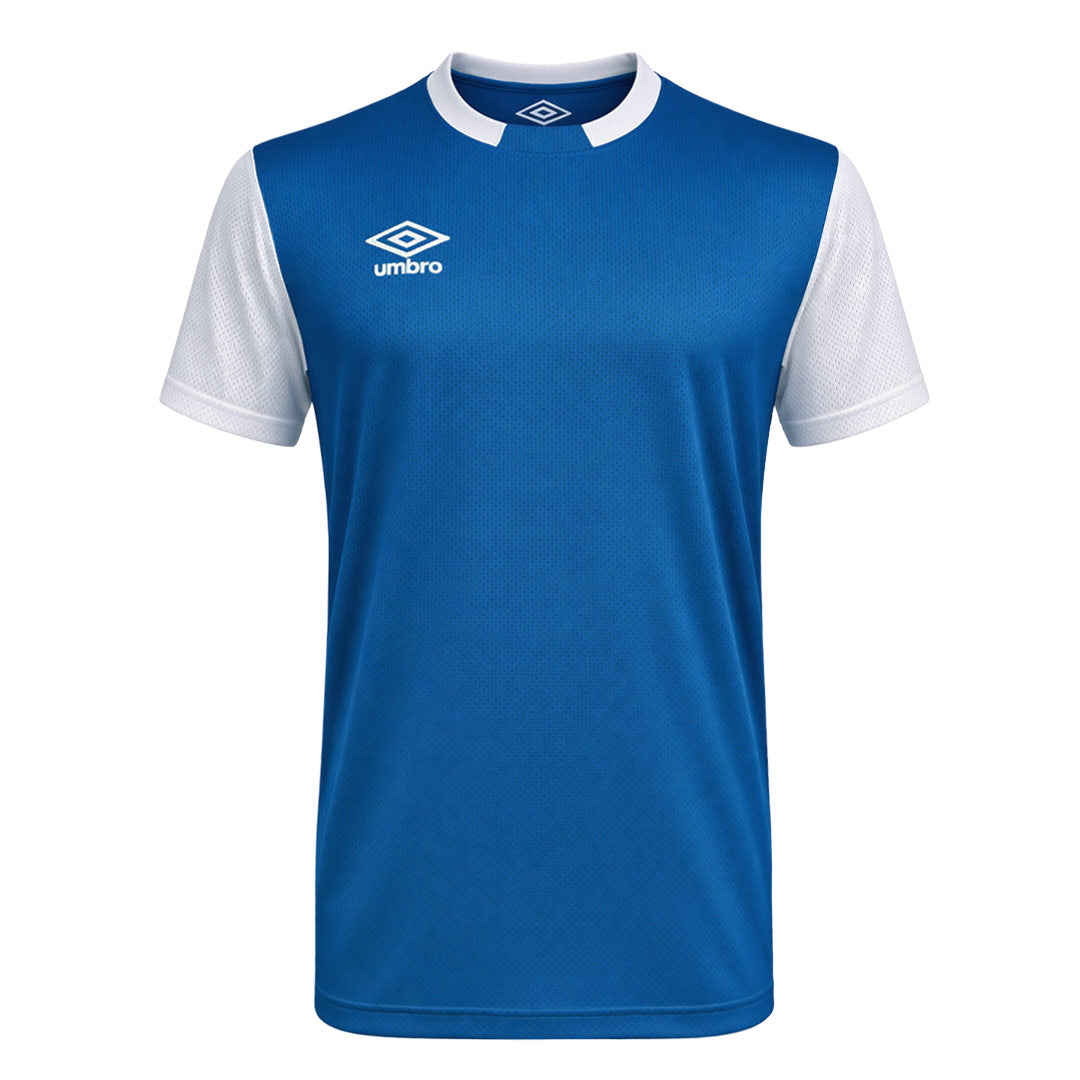 UMBRO★サッカーウェア★ホワイト/ブルー Umbro - Kids' (Youth) Block Short Sleeve Jersey (HUUB5UAL0 UDO