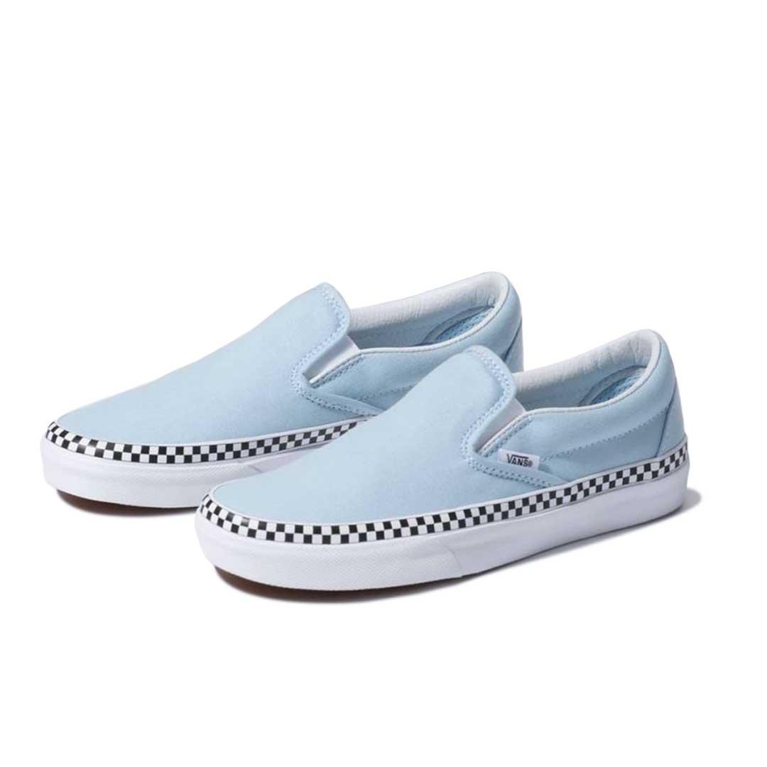 Blue vans with checkered stripe 2025
