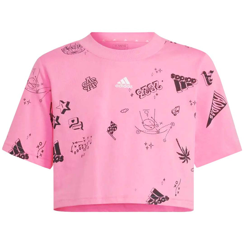 adidas - Girls' (Junior) Brand Love Allover Print Crop T-Shirt (IA1583)