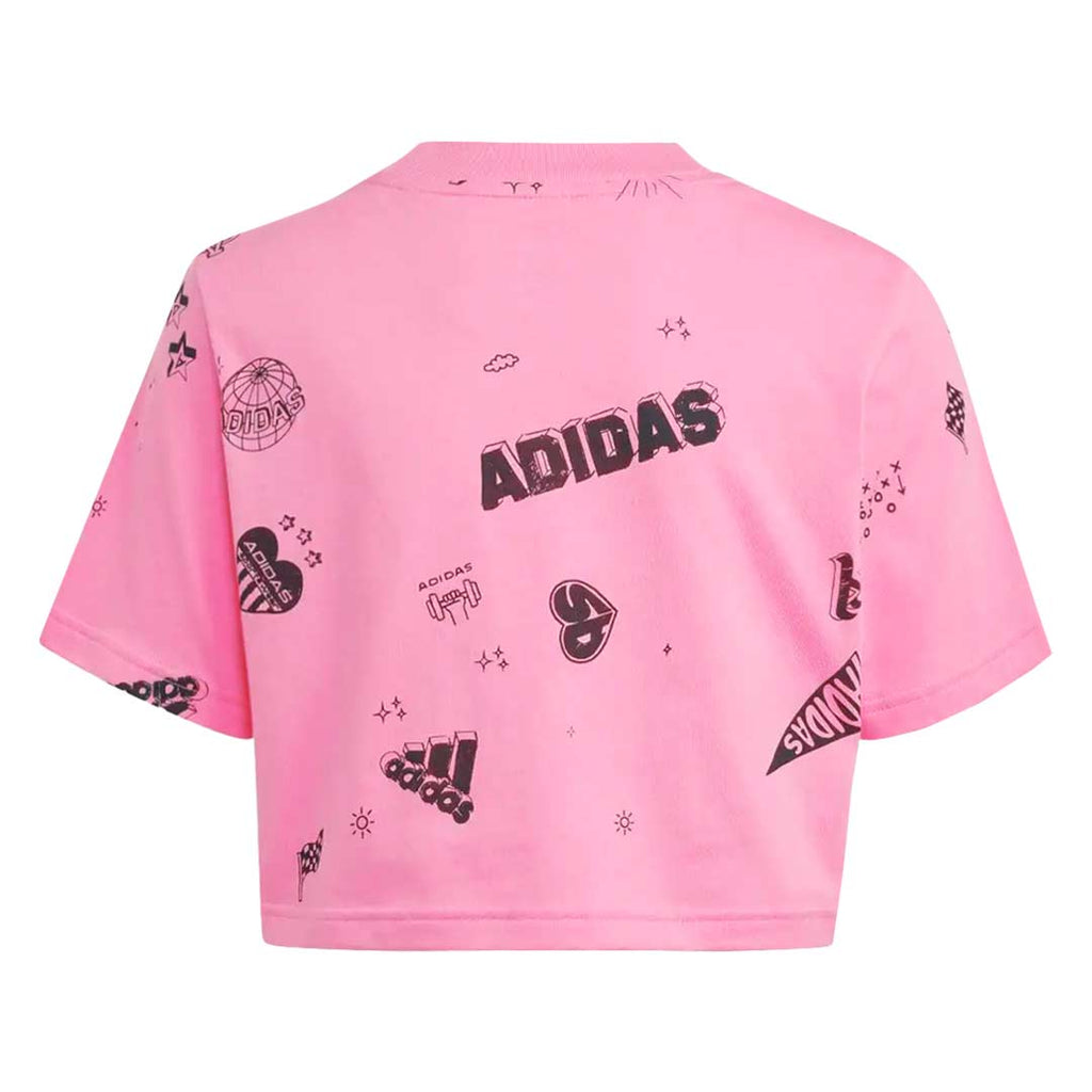 adidas - Girls' (Junior) Brand Love Allover Print Crop T-Shirt (IA1583)