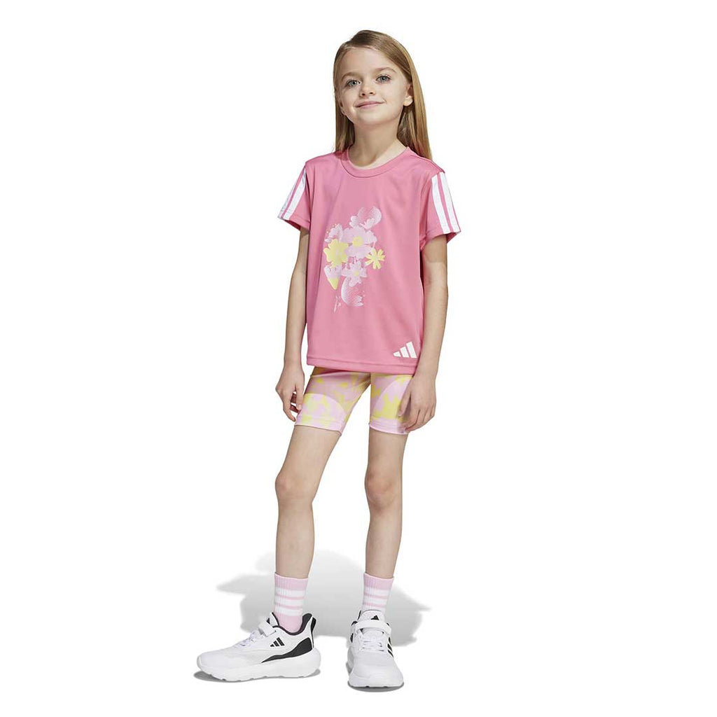 adidas - Girls' (Toddler) 3-Stripes Shorts & T-Shirt Set (JI6112)