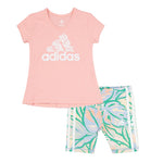 adidas - Girls' (Toddler) Allover Print Biker Shorts & T-Shirt Set (GC0459)