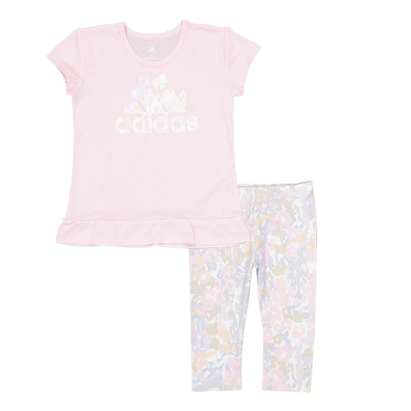 adidas - Ensemble t-shirt chiné et capri imprimé intégral pour fille (petite fille) (GB9070) 