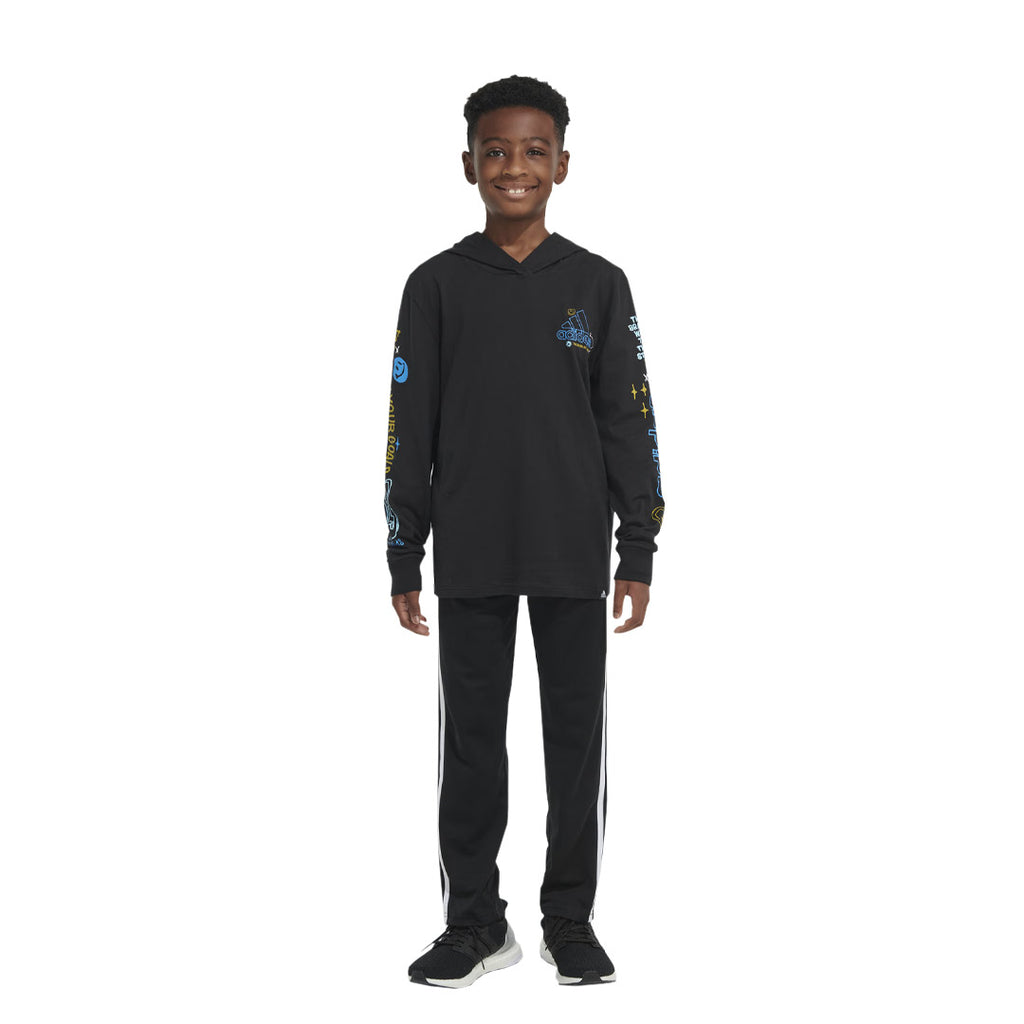 adidas - T-shirt à capuche et manches longues Doodle pour enfant (IQ7906)
