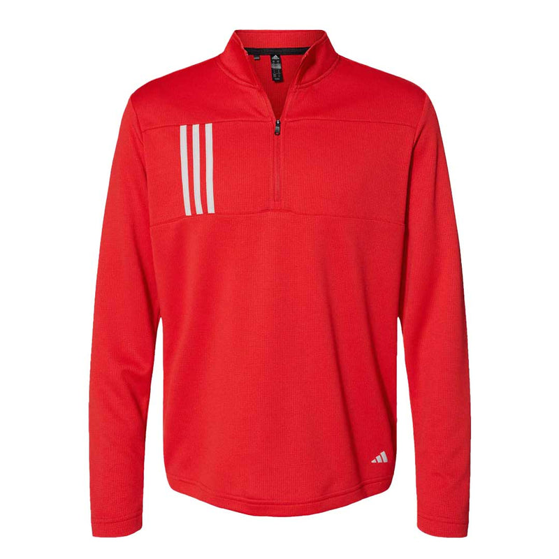 adidas - Men's 3-Stripes Double Knit 1/4 Zip Pullover (FT6579 RED)