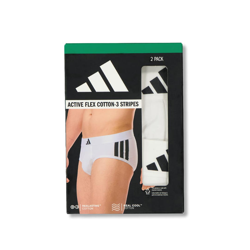 adidas - Men's Active Flex Cotton 3-Stripes Low Rise 2 Pack Brief (JK3976)