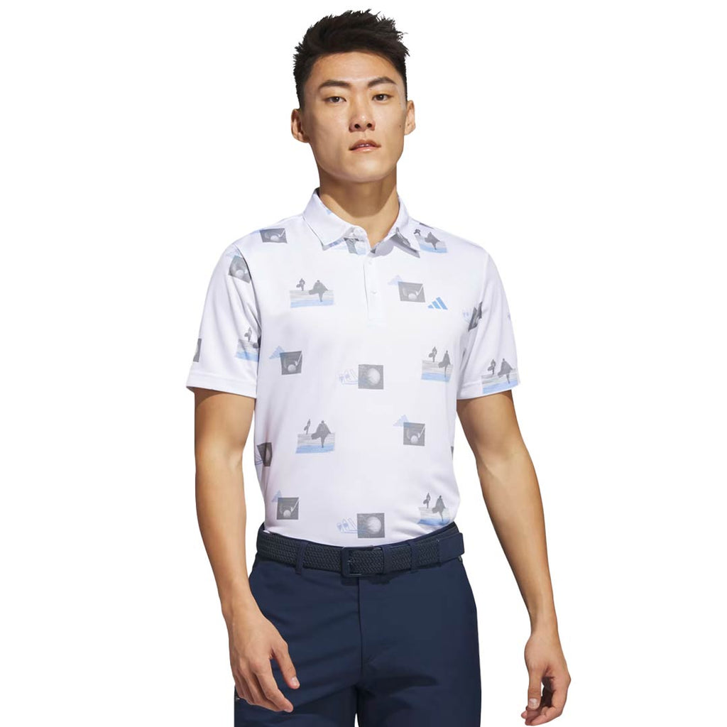 adidas - T-shirt polo de golf à imprimé intégral pour hommes (HR7998)