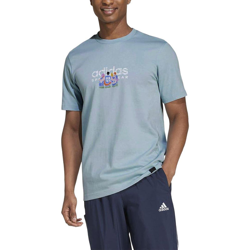 adidas - Men's Blue Codes Linear Graphic T-Shirt (IW2693)