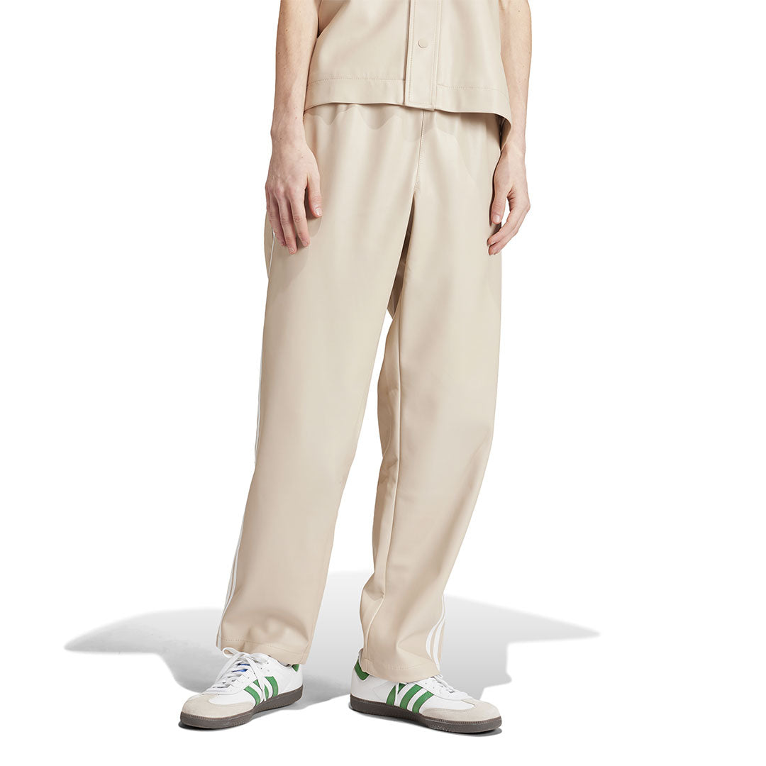 ★adidas★ FOU LEATHER 3S FIREBIRD TRACK PANTS BEIGE IZ4041 adidas - Men's Faux Leather Adicolor 3-Stripes Track Suit