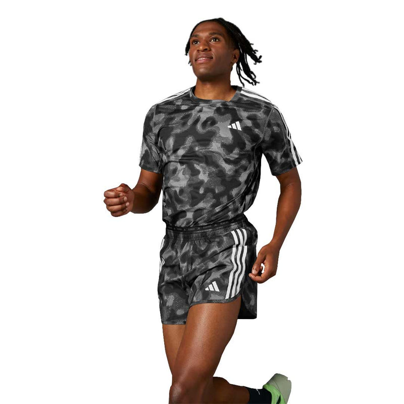 adidas - Men's Own The Run 3-Stripes All Over Print 7 Inch Shorts (IK4996-7IN)